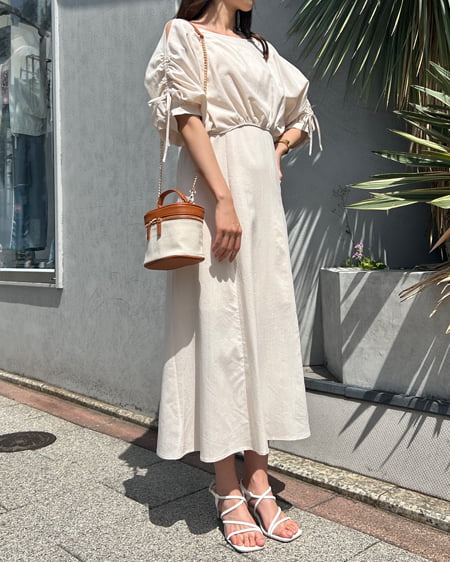 INGNI(イング) Backリボンドロストトップス+フレアキャミワンピース/SET アイボリー