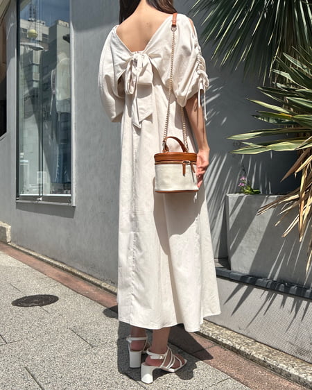 INGNI(イング) Backリボンドロストトップス+フレアキャミワンピース/SET アイボリー