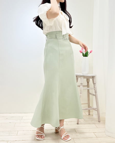 INGNI(イング) 共ベルト付マーメイド/スカート ミントグリーン