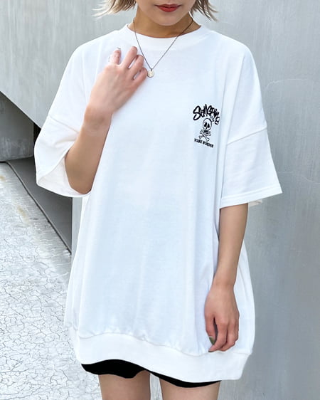 INGNI(イング) BACKスカルロゴチュニックTシャツ ｵﾌﾎﾜｲﾄ