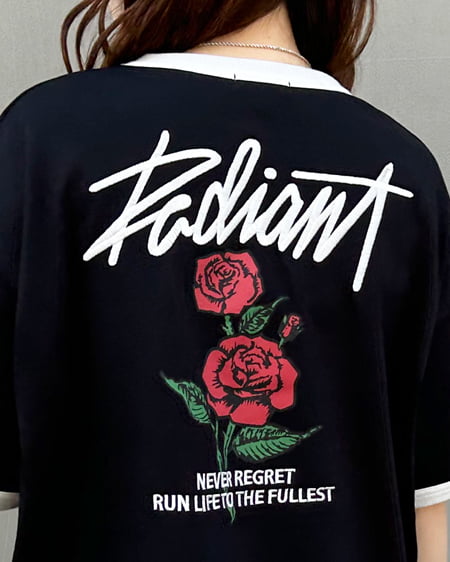 INGNI(イング) BACKバラプリントチュニックTシャツ クロ