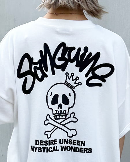 INGNI（イング） BACKスカルロゴチュニックTシャツ ｵﾌﾎﾜｲﾄ