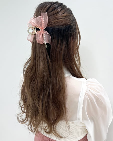 リボン付／ヘアークリップ
