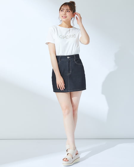 INGNI（イング） パールロゴちびTシャツ ｵﾌﾎﾜｲﾄ