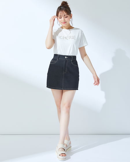 INGNI（イング） パールロゴちびTシャツ ｵﾌﾎﾜｲﾄ