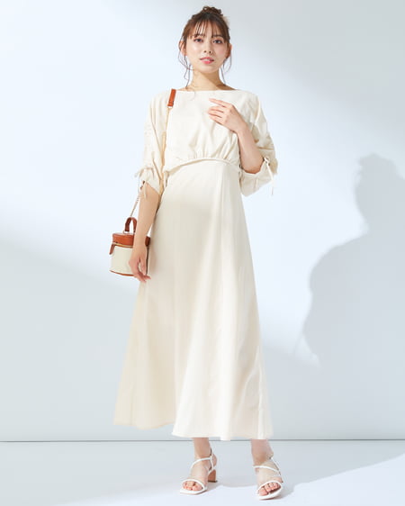 INGNI(イング) Backリボンドロストトップス+フレアキャミワンピース/SET アイボリー