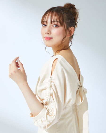 INGNI(イング) Backリボンドロストトップス+フレアキャミワンピース/SET アイボリー