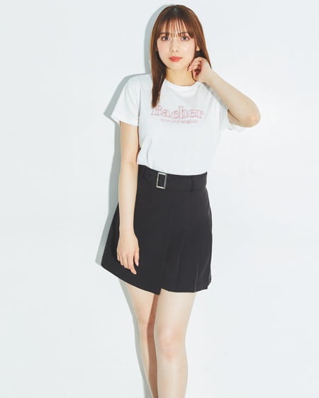 INGNI（イング） ふくれ刺しゅうロゴTシャツ ｵﾌﾎﾜｲﾄ/ﾋﾟﾝｸ