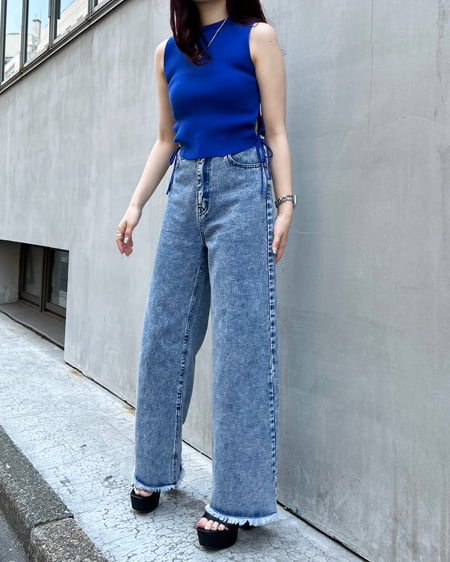 INGNI(イング) サイドカットアウトドロストノースリニット ブルー