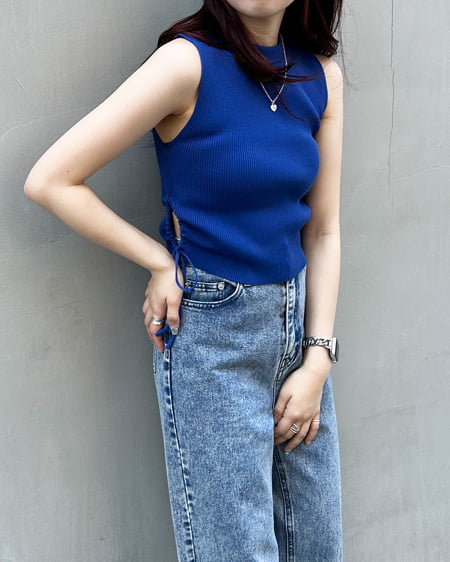 INGNI(イング) サイドカットアウトドロストノースリニット ブルー