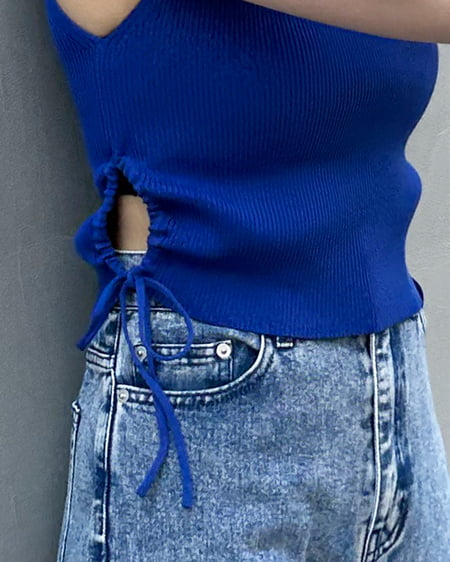 INGNI(イング) サイドカットアウトドロストノースリニット ブルー