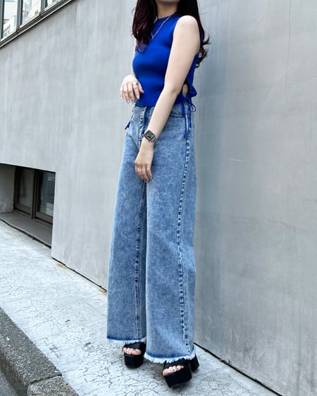 INGNI(イング) サイドカットアウトドロストノースリニット ブルー