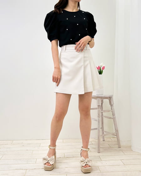 INGNI(イング) パール付きパワショルTシャツ クロ