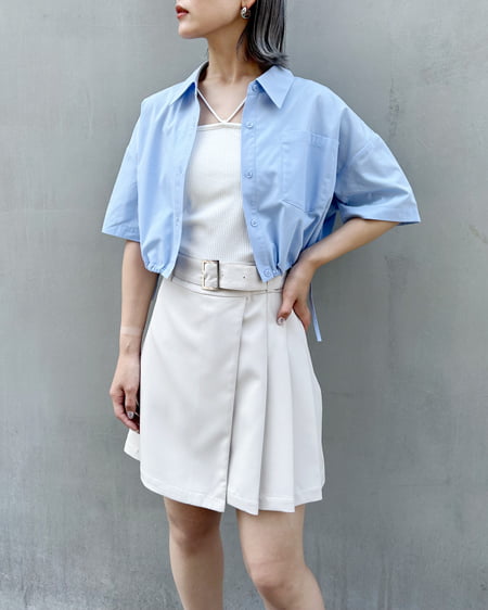 INGNI(イング) サイドドロストショート半袖シャツ サックス