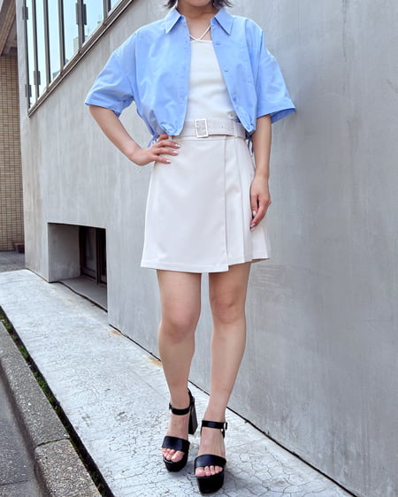 INGNI(イング) サイドドロストショート半袖シャツ サックス