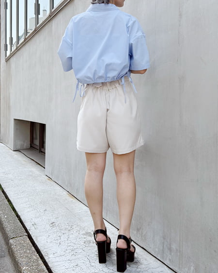 INGNI(イング) サイドドロストショート半袖シャツ サックス