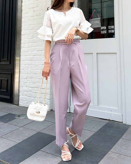 INGNI（イング） ビットベルト付テーパード／パンツ ﾗﾍﾞﾝﾀﾞｰ