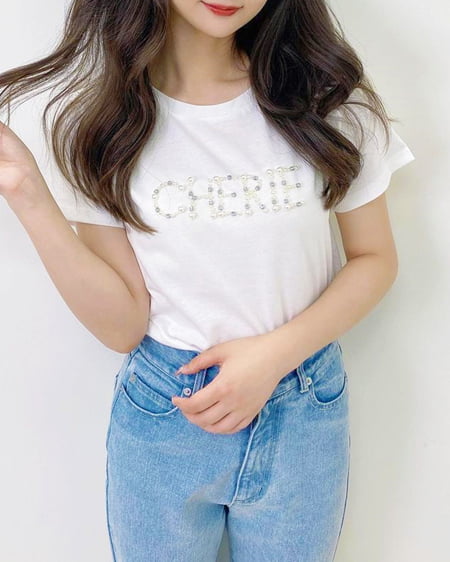 INGNI（イング） パールロゴちびTシャツ ｵﾌﾎﾜｲﾄ