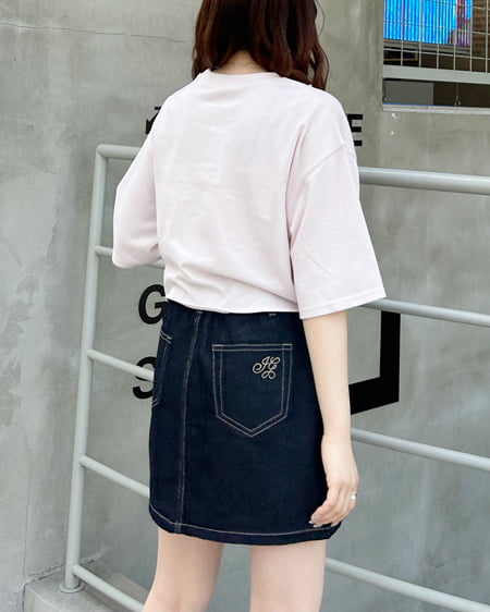 INGNI(イング) 裾結びラインストーン付ロゴTシャツ ライトピンク