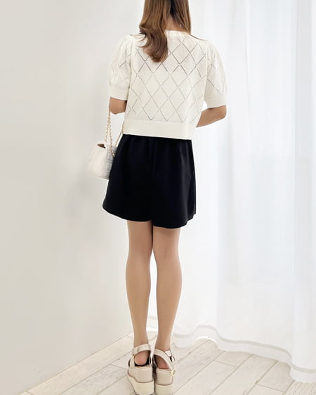 INGNI(イング) ラインストーンニットカーディガン オフホワイト