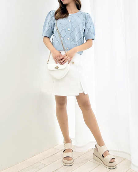 INGNI(イング) ラインストーンニットカーディガン ブルー