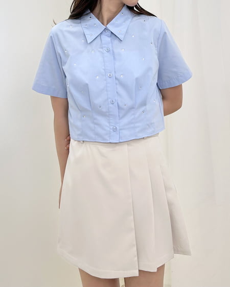 INGNI(イング) アソート/クロップド半袖シャツ サックス