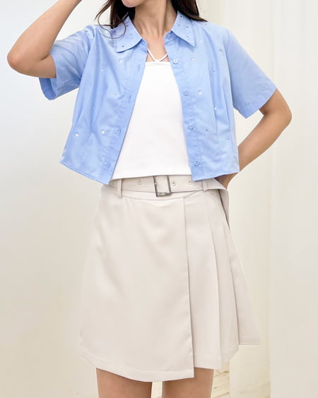 INGNI(イング) アソート/クロップド半袖シャツ サックス