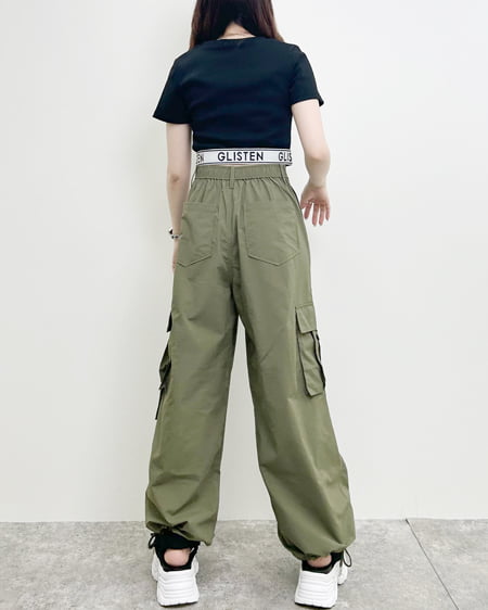 INGNI(イング) 裾ゴムロゴリブTシャツ クロ