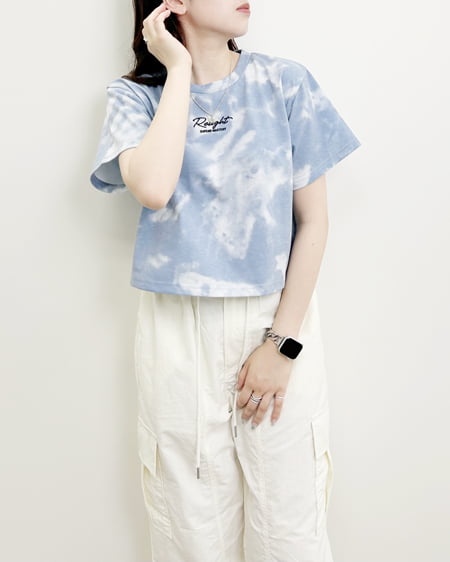 INGNI（イング） タイダイ柄ロゴショートTシャツ ﾌﾞﾙｰ
