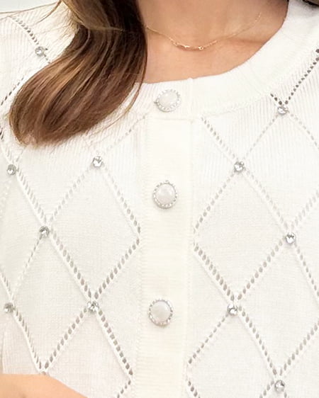 INGNI(イング) ラインストーンニットカーディガン オフホワイト