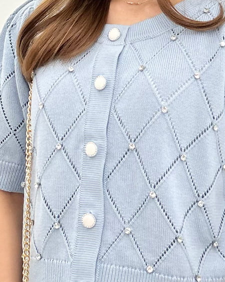 INGNI(イング) ラインストーンニットカーディガン ブルー