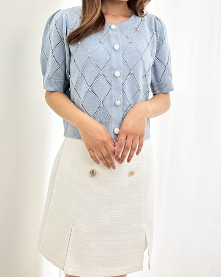 INGNI(イング) ラインストーンニットカーディガン ブルー