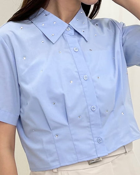 INGNI(イング) アソート/クロップド半袖シャツ サックス