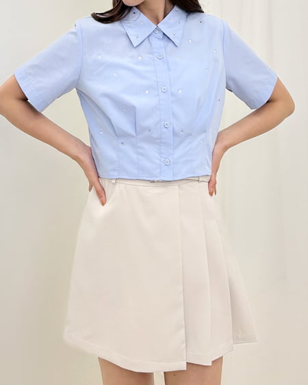 INGNI(イング) アソート/クロップド半袖シャツ サックス