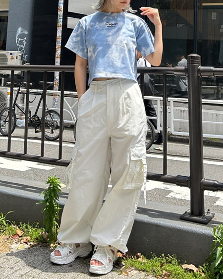 INGNI（イング） タイダイ柄ロゴショートTシャツ ﾌﾞﾙｰ