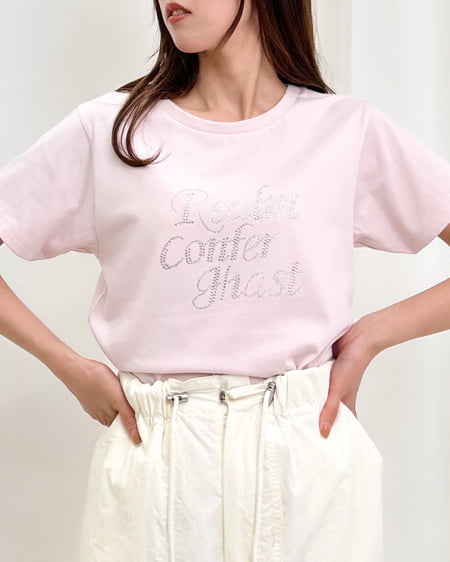 INGNI（イング） ラインストーンロゴTシャツ ﾗｲﾄﾋﾟﾝｸ