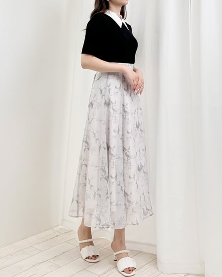 INGNI(イング) パール×シフォンキトゥンヒールサンダル オフホワイト