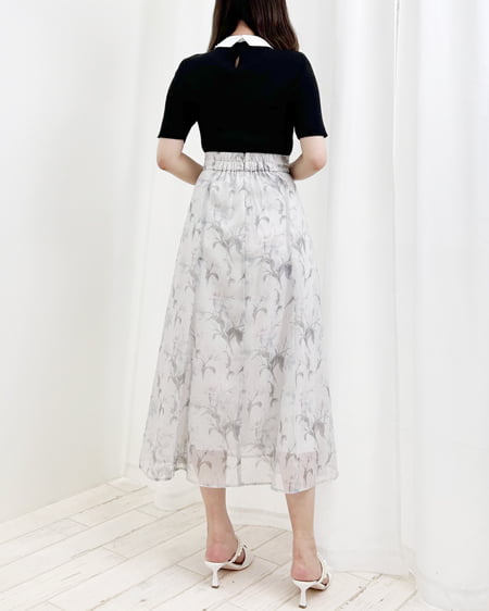 INGNI(イング) パール×シフォンキトゥンヒールサンダル オフホワイト