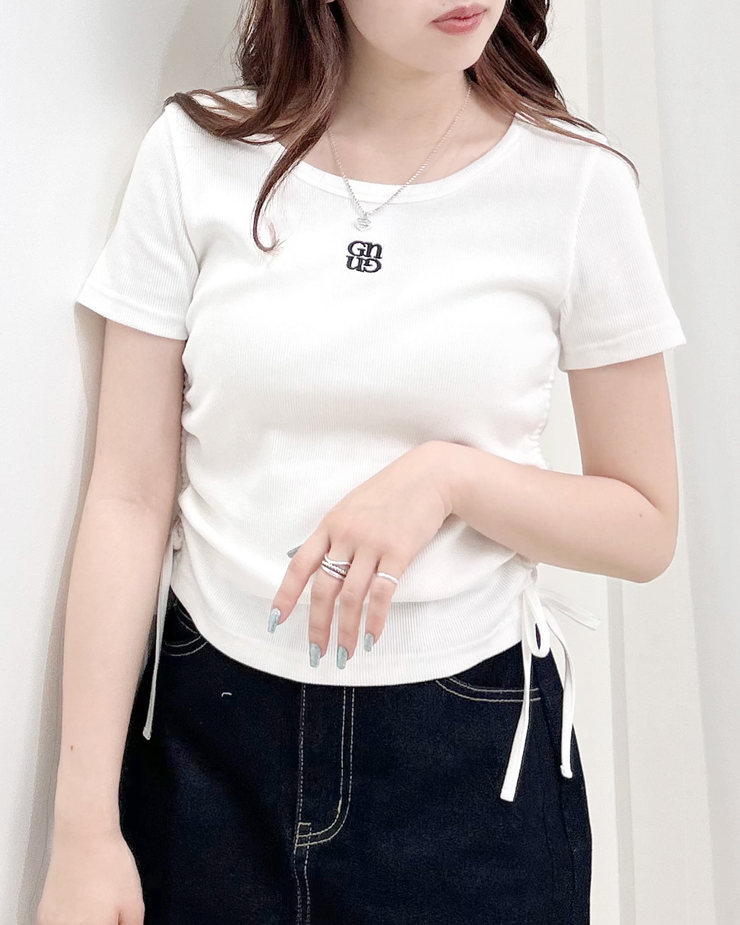 サイドギャザースキッパー襟配色Tシャツ｜INGNI(イング) 公式