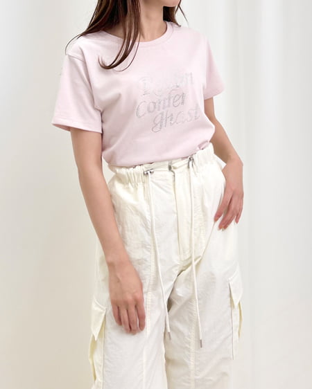 INGNI（イング） ラインストーンロゴTシャツ ﾗｲﾄﾋﾟﾝｸ