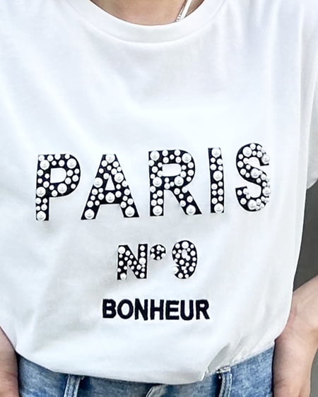 INGNI（イング） ナンバリングパールロゴTシャツ ｵﾌﾎﾜｲﾄ