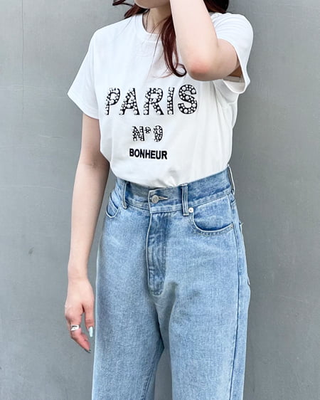 INGNI（イング） ナンバリングパールロゴTシャツ ｵﾌﾎﾜｲﾄ