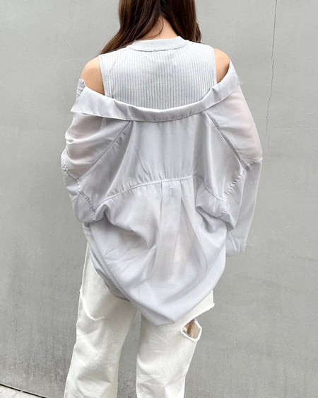 INGNI（イング） シアーシャツレイヤードニット ﾌﾞﾙｰ