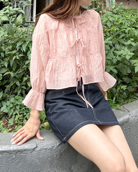 INGNI(イング) 2WAYリボンブラウス7分袖 ピンク