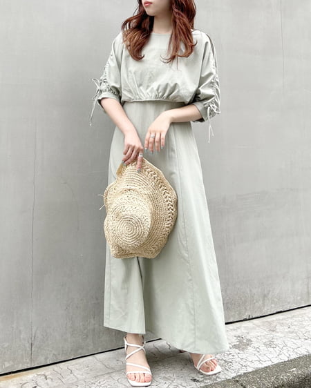 INGNI(イング) BACKリボンドロストトップス+フレアキャミワンピースSET ミントグリーン