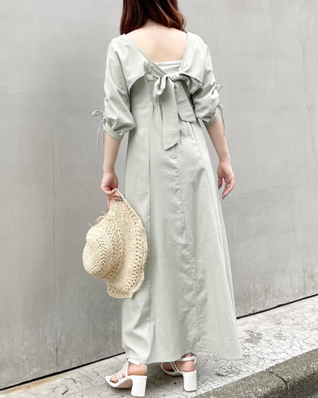 INGNI(イング) BACKリボンドロストトップス+フレアキャミワンピースSET ミントグリーン