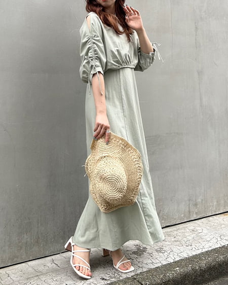 INGNI(イング) BACKリボンドロストトップス+フレアキャミワンピースSET ミントグリーン