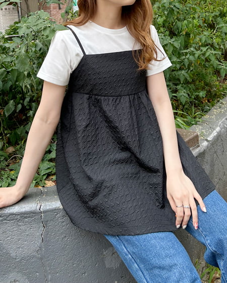 INGNI（イング） ぽこぽこキャミチュニック ｸﾛ