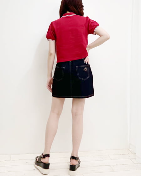 INGNI（イング） 胸ロゴクロップドポロシャツ ｱｶ