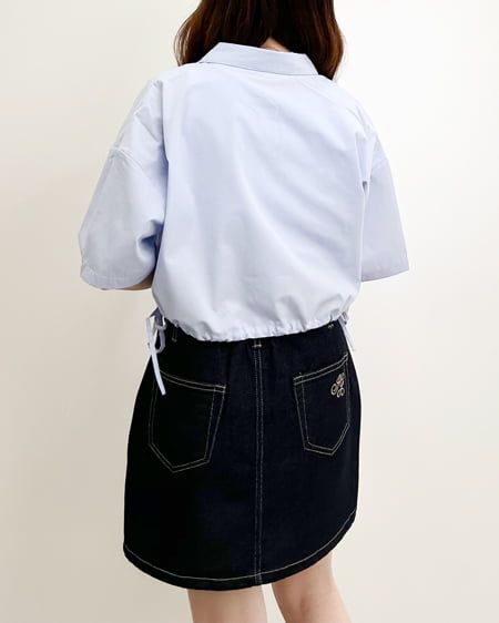INGNI（イング） 刺しゅうサイドドロストショート半袖シャツ ｻｯｸｽ